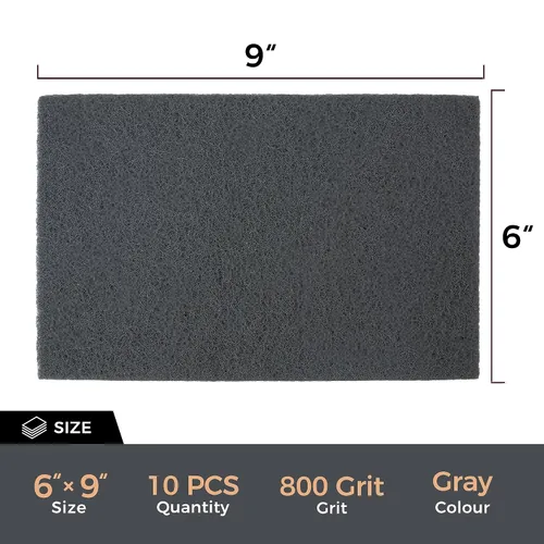 Miniatura 2 de S SATC Almohadillas para rayar grises de uso general de 6" x 9", paquete de 10 almohadillas automotrices para rayar, fregar, lijar, preparación