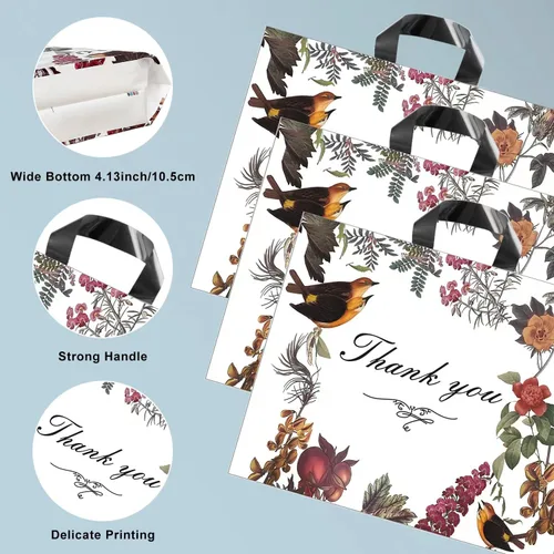 Miniatura 3 de WAKAKO Paquete de 60 bolsas de agradecimiento para negocios, bolsas de regalo de plástico reutilizables para compras al por menor con asa de bucle