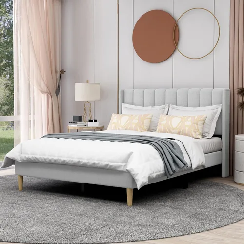 Miniatura 21 de AGARTT Marco de Cama Plataforma Tapizada Tamaño Queen con Cabecero y Pie de Cama/Soporte de Listones de Madera/No Necesita Somier/Fácil Montaje