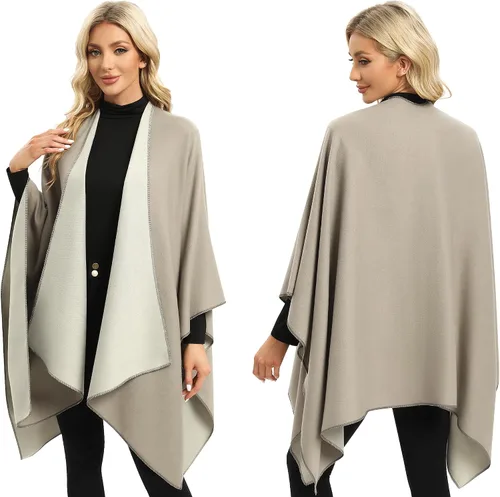 Femdouce Manta cálida para mujer, ligera, con frente abierto, capa tipo poncho para primavera, otoño e invierno