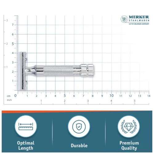 Miniatura 12 de MERKUR MERKUR Short Handle Safety Razor with 10 blades Cromo