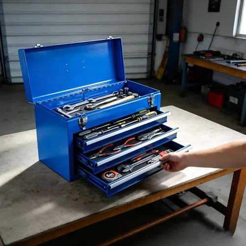 Miniatura 6 de BIG RED Caja de Herramientas de Metal de 3 Cajones de 20", Cofre de Herramientas Portátil de Acero con Correderas de Rodamiento de Bolas y 2