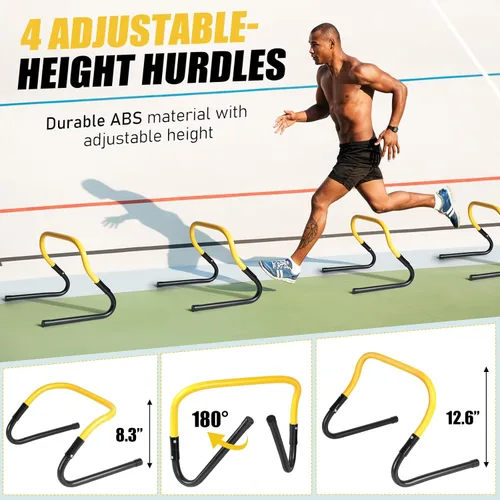Miniatura 3 de BORNEW Set de Equipo de Entrenamiento de Agilidad y Velocidad, Set de Práctica de Fútbol con escalera de agilidad de 20 pies, 12 conos, 4 obstáculos