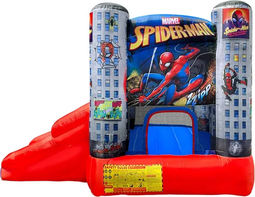 Miniatura 6 de Funormous Marvel Spider-Man Casa de Rebote Inflable con Tobogán, Castillo Hinchable de Spiderman para Niños, Interior y Exterior, Plus Soplador