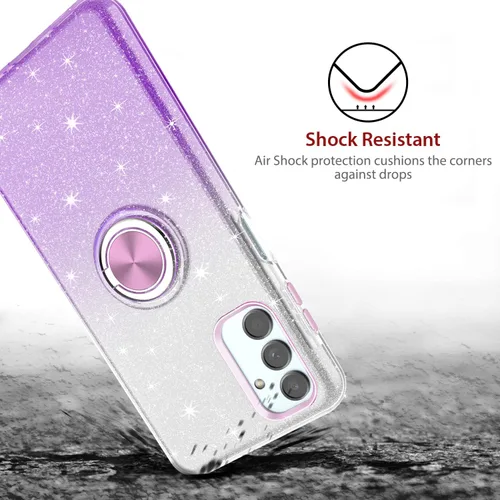 Miniatura 3 de TJS Funda compatible con Samsung Galaxy A54 5G, con protector de pantalla de vidrio templado, anillo de metal, soporte magnético, tono brillante
