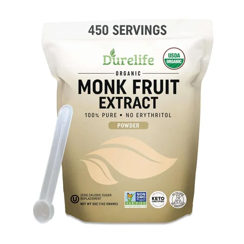 Edulcorante orgánico de fruta de monje 100% puro Durelife, sin eritritol, extracto en polvo de fruta de monje, orgánico USDA verificado por el