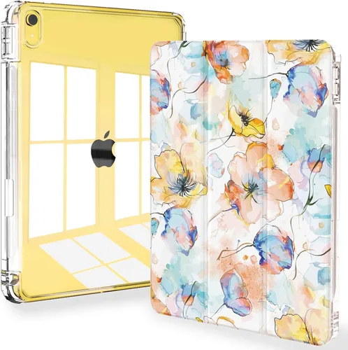 Miniatura 35 de Feams Funda para iPad (A16) 11ª generación de 11 pulgadas 2025, iPad de 10.9 pulgadas 2022, cubierta trasera transparente delgada de tres pliegues