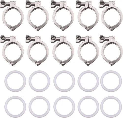 Miniatura 6 de DERNORD Acero inoxidable 304 Single Pin Heavy Duty Tri-Clamp con tuerca de ala para virola TC con 1 junta de silicona