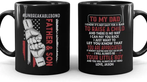 Taza personalizada con texto en inglés «To My Dad», «My Hero», regalo personalizado para papá de parte de hijo, taza de padre e hijo, regalo para el