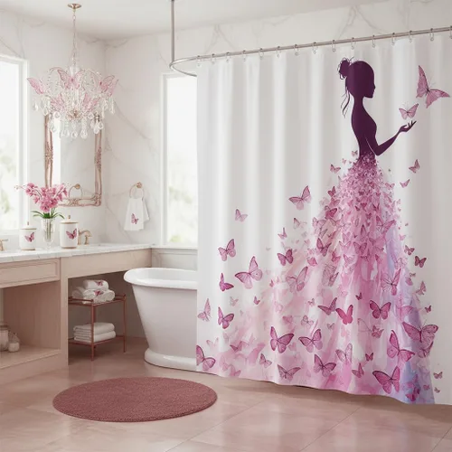 Miniatura 16 de Homewish Cortina de ducha de sirena azul con diseño de princesa sirena, juego de cortina de ducha para niños y adultos, cortina de baño subacuática
