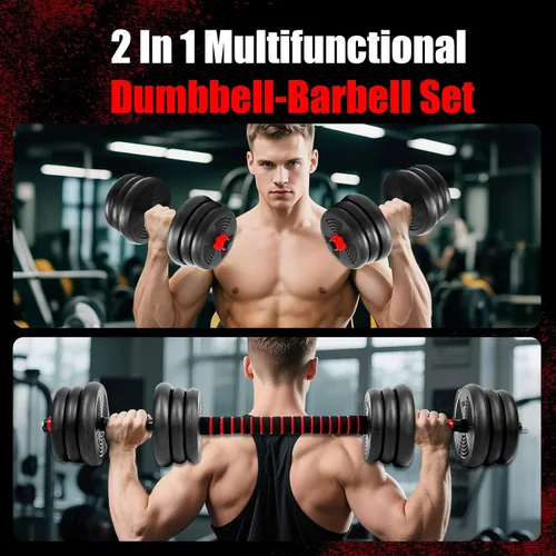 Miniatura 6 de Adjustable Dumbbells Set, Upgrade Free Weight Set with Connecting Rod, 3 in 1 Dumbbell Set Used as Dumbbells, Barbell, Push Up Stand, Fitness Negro