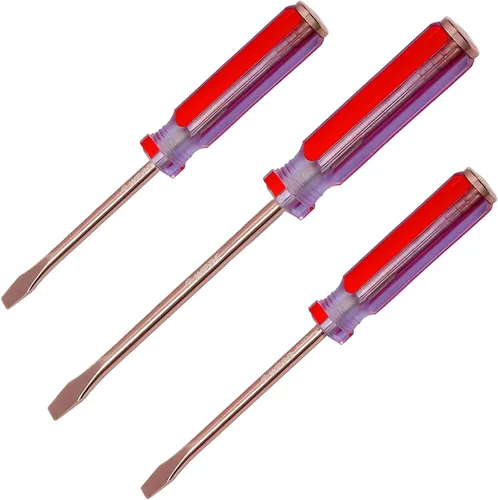 Miniatura 20 de WEDO Juego de destornilladores de 3 piezas, cabeza plana con tapa de golpe, juego de destornilladores ranurados sin chispas, bronce de aluminio