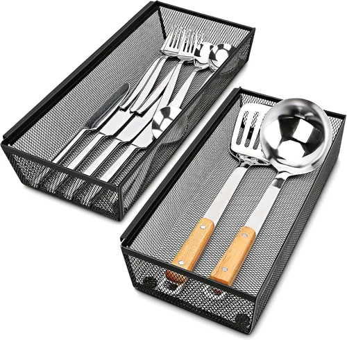 Miniatura 9 de Smgmg Organizador de cajones de cubiertos, organizador de cubiertos para cajón, paquete de 6 organizadores de utensilios para cajones de cocina