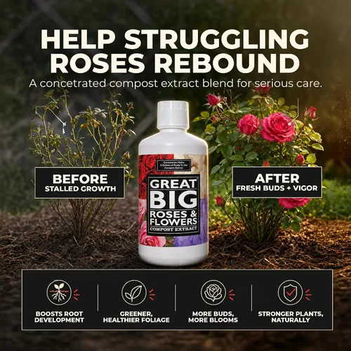 Miniatura 5 de Great Big Roses - Potenciador de fertilizante de suelo y rosas para cultivar las mejores rosas y flores; extracto de abono alimentario de rosas