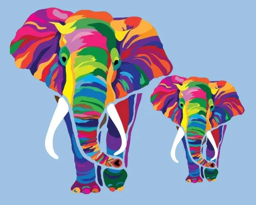 Elftoyer Pintura por números para niños, adultos y principiantes, kits de regalo de pintura en lienzo para decoración del hogar, elefantes coloridos