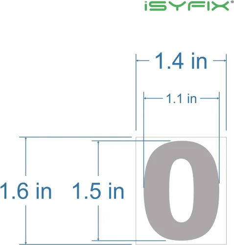 Miniatura 2 de iSYFIX - Calcomanías de vinilo blancas con número 0 (cero) - Juego de 6 unidades de 1.5 pulgadas autoadhesivas - Decalcomanías premium troqueladas