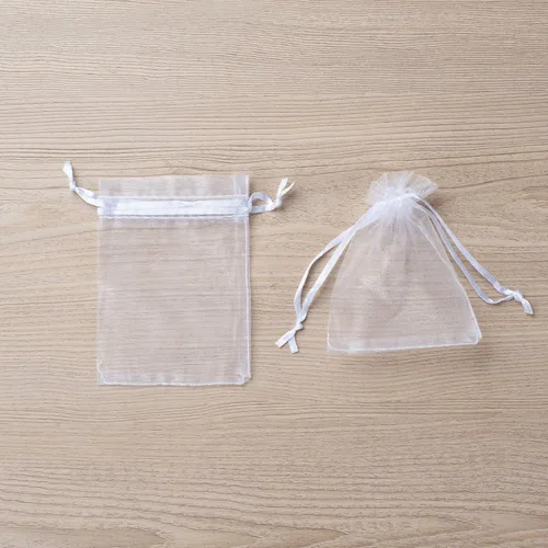 Miniatura 3 de 100 bolsas de organza blanca de 2 x 3 pulgadas, bolsas de regalo con cordón transparente, bolsas de joyería, bolsas de regalo de boda, fiesta