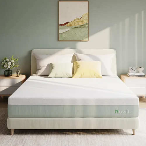 Novilla - Colchón King de espuma viscoelástica de gel de 10.0 in para soporte y alivio de presión, colchón de firmeza media en una caja, Bliss