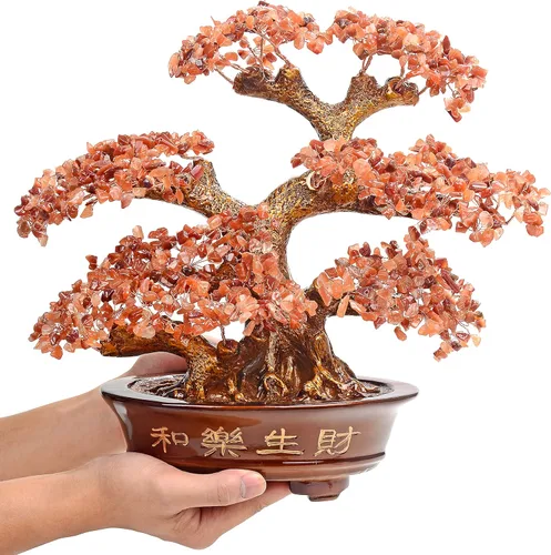 Miniatura 9 de KALIFANO Premium árbol de piedras preciosas – Bonsai Feng Shui Money Tree con propiedades curativas Amatista