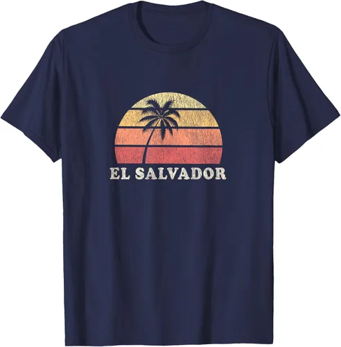 El Salvador Vintage 70s Retro Throwback Design Camiseta, Azul