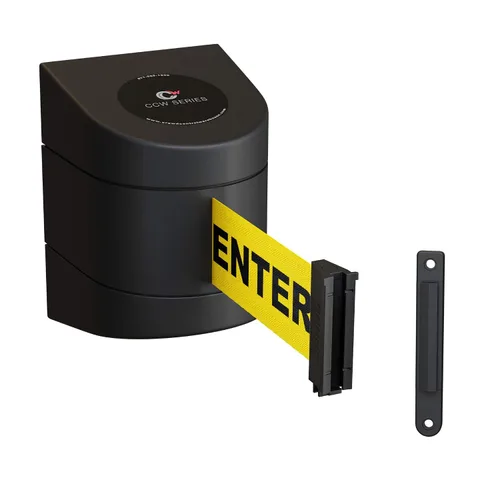 Miniatura 4 de Crowd Control Warehouse - Barrera de cinturón retráctil de montaje en pared fija Serie CCW WMB-220 - 15 pies, cinturón negro con caja ABS negra