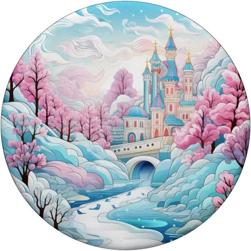 Miniatura 3 de Castillo de cuento de hadas Acuarela de invierno Fantasía caprichosa Río PopSockets intercambiables PopGrip