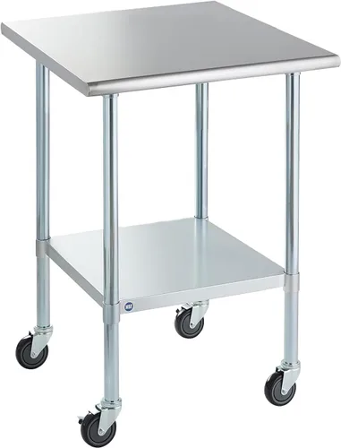Miniatura 15 de Mesa de acero inoxidable para preparación y trabajo con protector contra salpicaduras, 24x72 pulgadas