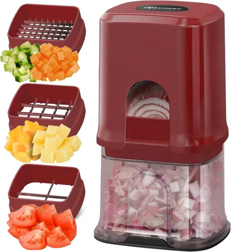 Miniatura 7 de KEOUKE Tazón Cortador de Verduras Multifuncional Blanco - 3 Cuchillas Intercambiables Cortador de Papas a la Francesa con Contenedor y Caja