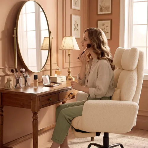 Miniatura 8 de Silla de oficina con reposabrazos abatibles, silla de oficina grande y alta con reposapiés, asiento extra ancho y almohada lumbar, silla ergonómica