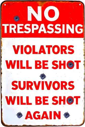 SUMIK Letrero de metal con texto en inglés "No Trespassinging", placa vintage, garaje, hombre, cueva, bar, decoración de pared para el hogar