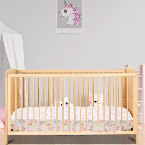 Miniatura 5 de Sábanas de cuna para niñas, sábanas de bebé, sábana bajera para cuna, microfibra suave y transpirable que se adapta a cuna de tamaño estándar de 28