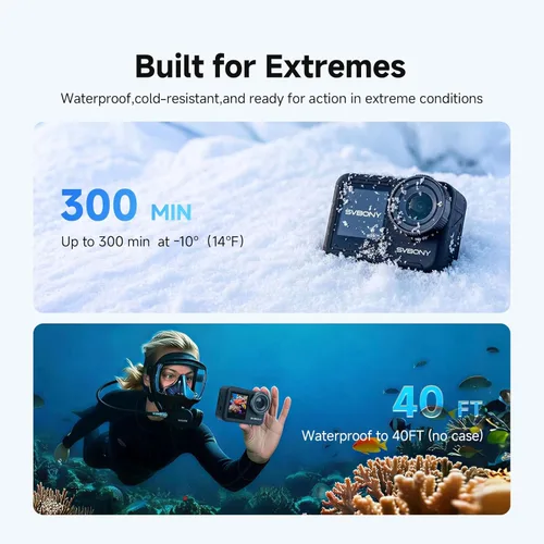 Miniatura 5 de SVBONY SVGo3 4K60FPS Combo de cámara de acción con montaje magnético de liberación rápida, cámara submarina impermeable incorporada, batería de 300