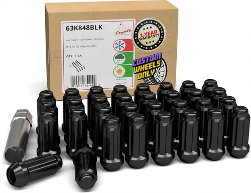 Miniatura 12 de Wheel Accessories Parts 24 piezas M14x1.5 14x1.5 rosca Bulge Bellota 1.90" tuercas largas negras 3/4" 0.748 in hexagonales para Chevy Silverado GMC