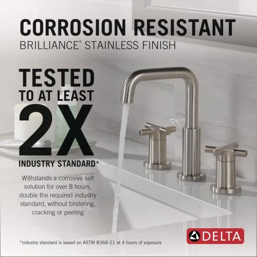 Miniatura 2 de Delta Nicoli Grifo de Baño de Níquel Cepillado de 3 Orificios, 8 Pulgadas de Separación Amplia Grifo de Lavabo de Baño para Tocador, Ensamblaje