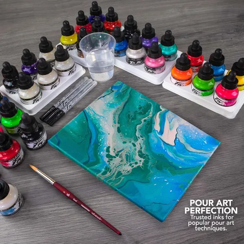 Miniatura 5 de Daler-Rowney FW - Tinta acrílica, botella de vidrio con gotero, 1 oz - 1.0 fl oz, imitación dorada