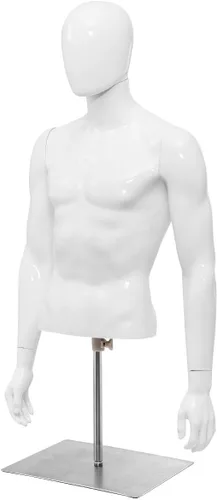 Miniatura 9 de Giantex Maniquí femenino Torso Altura ajustable Brazos desmontables Forma de vestido Exhibición con soporte de metal, blanco brillante