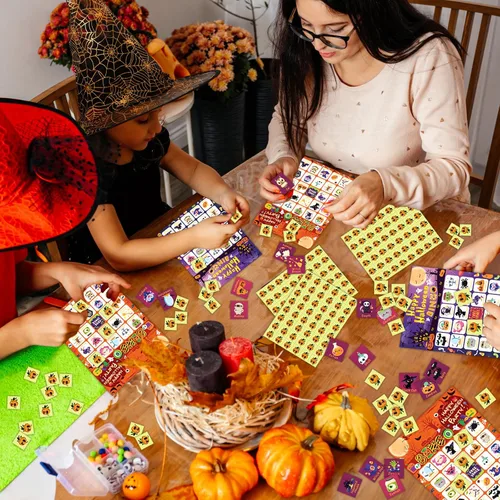 Miniatura 7 de YTSQLER Juego de bingo de Halloween para 24 jugadores, tarjetas de bingo de Halloween, juegos de fiesta de Halloween para niños y adultos, actividad