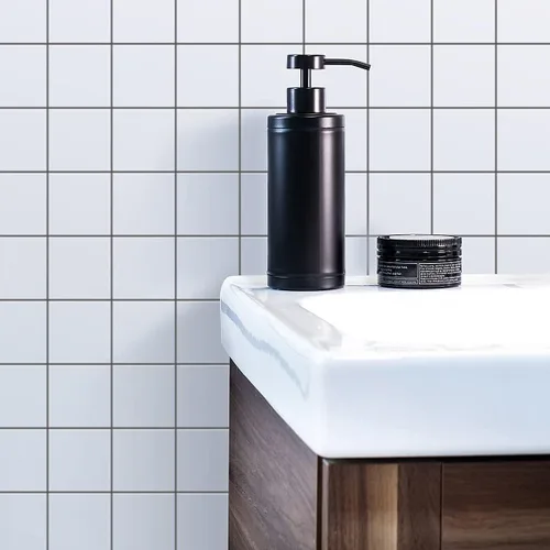 Miniatura 9 de Dispensador de jabón de acero inoxidable para baño, diseño plano negro mate, bomba de metal, dispensador de jabón líquido de manos a prueba de óxido