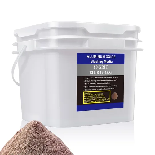 Miniatura 7 de Óxido de aluminio – 12 libras – Medios abrasivos de chorro de arena media a fina para gabinetes de voladura o pistolas de granallado. Grano #60