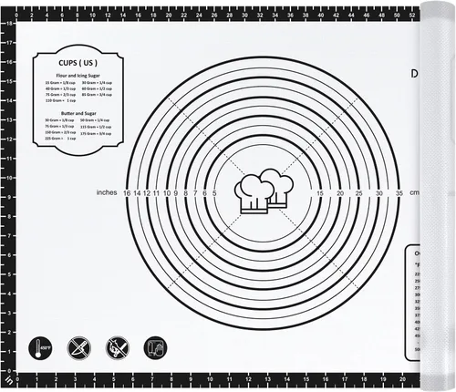 Miniatura 10 de Alfombrilla de silicona para hornear, 26" x 16" antideslizante para amasar masa de repostería, alfombrilla antiadherente para hornear con medidas