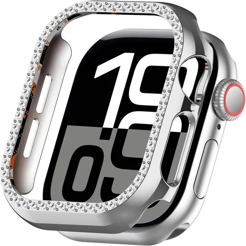 Miniatura 11 de Miimall Funda protectora de diamantes de imitación para mujer, compatible con Apple Watch 11/10 de 1.654 in, protector de marco de policarbonato