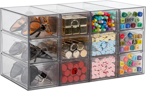 Miniatura 3 de Cajones de almacenamiento de plástico, organizador de suministros de oficina en casa para baño, cocina, despensa, barra de café, caja transparente