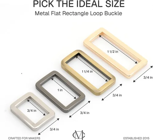 Miniatura 5 de CRAFTMEMORE Hebilla de anillos rectangulares planos de metal para bolsa, correa de cinturón, acabado de calidad de bucle resistente, paquete de 6