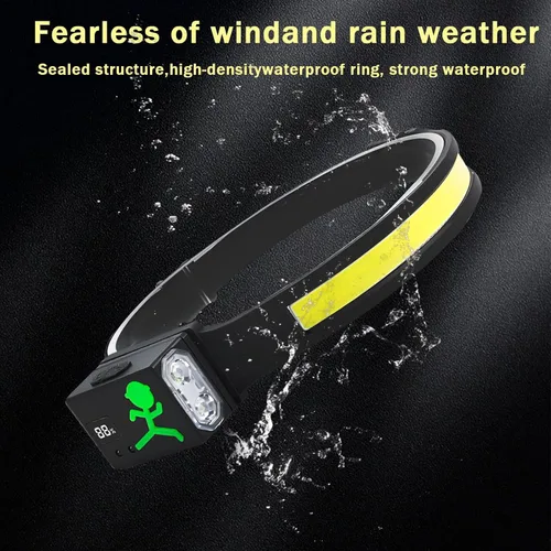 Miniatura 5 de Linterna frontal LED recargable, sensor de movimiento de 230°, faros delanteros para frente, luz de casco duro para adultos, linterna LED