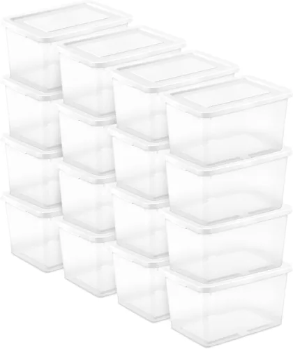 Miniatura 31 de Sterilite Paquete de 8 contenedores apilables con tapa, diseño de plástico transparente, 90 cuartos de galón