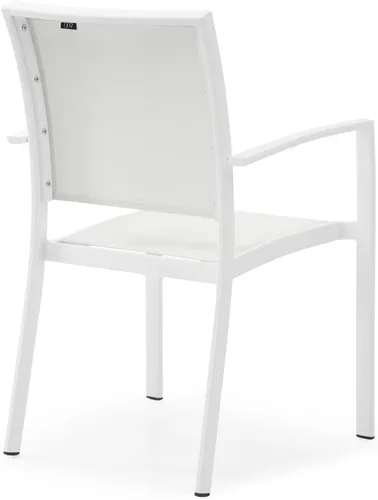 Miniatura 7 de ZURI Silla de comedor moderna para exteriores Laka con asientos de malla de secado rápido y marco de aluminio recubierto de polvo en blanco