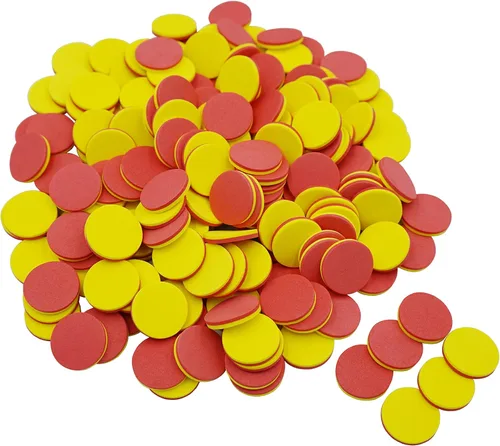 DNB Contadores de espuma de 2 colores, contadores matemáticos de doble cara rojo-amarillo de 1 pulgada, fichas de conteo de aprendizaje temprano,