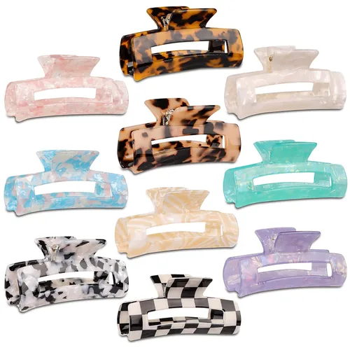 Magicsky 10 pinzas para el cabello para mujer, pinzas grandes acrílicas de mármol ópalo para cabello grueso y delgado, bonitos pasadores de mariposa