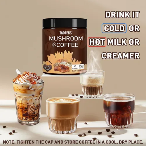 Miniatura 7 de Café de Hongos Enfoque Mejorado, Inmunidad Aumentada, Energía Mejorada 6 Hongos Adaptogénicos: Cordyceps, Reishi, Trompeta del Rey, Shiitake