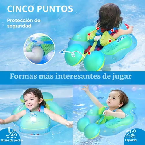 Miniatura 6 de LAYCOL - Flotador de natación para bebé con toldo solar FPU 50+ para piscina, no se voltea, para bebés de 3 a 36 meses Azul